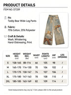 Wide leg distressed jeans with bear print - View 7 | TEVQA