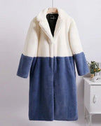 Ella Contrast Colorblock Faux Fur Coat - View 6 | TEVQA