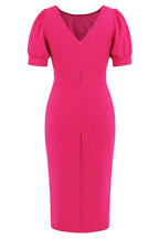Puff Sleeve Ruffle Slit Midi Dress - View 10 | TEVQA