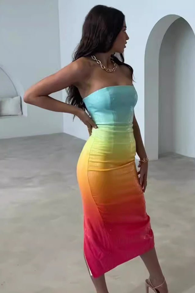 Regina Multicolored Sequin Bodycon Dress - Tevqa