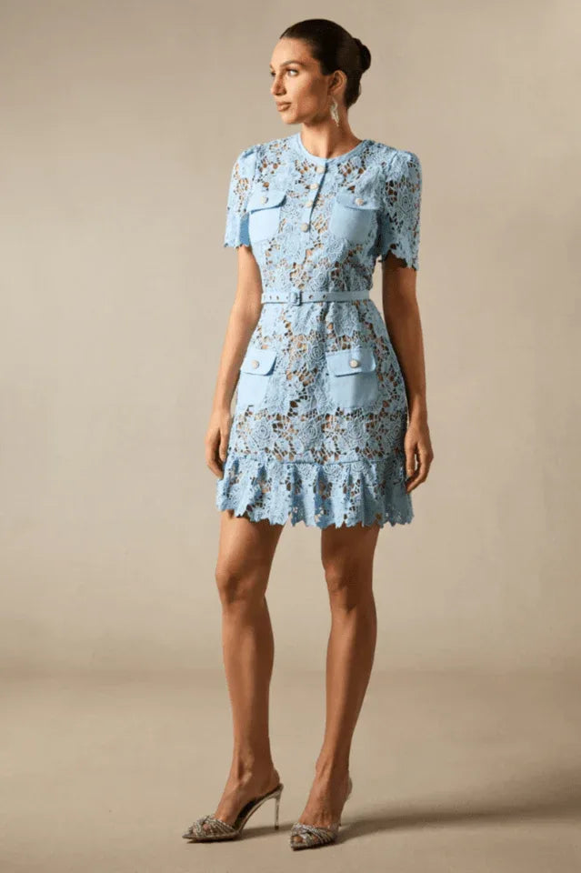 Floral lace mini dress - View 7 | TEVQA