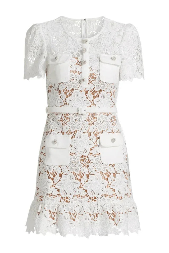Floral lace mini dress - View 10 | TEVQA