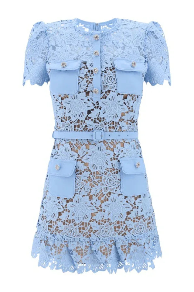 Floral lace mini dress - View 9 | TEVQA