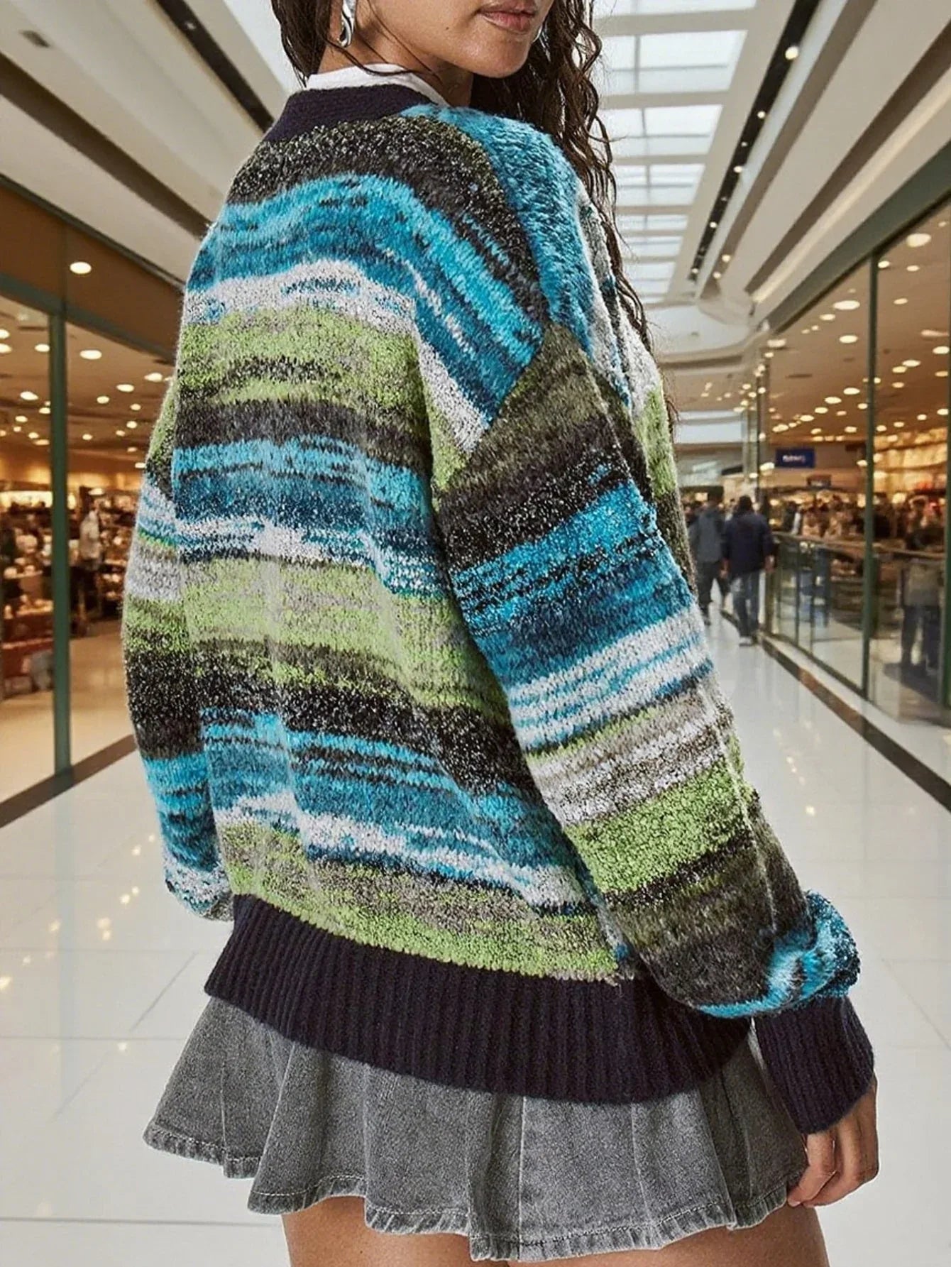 Retro Space-Dye Gradient Cardigan - View 12 | TEVQA