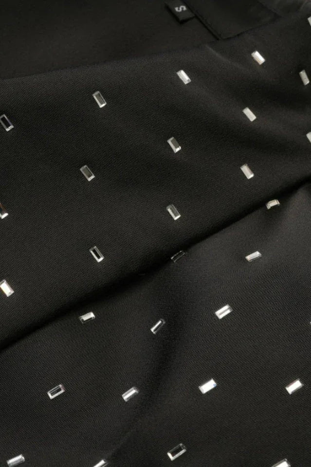 Belted Midi Shirt Dress with Rhinestone Dots - View 10 | TEVQA