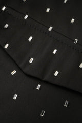 Rhinestone Dotted Collared Belted Midi Dress - Tevqa