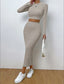 Ribbed Knit Crop Top & Midi Skirt Set - TEVQA
