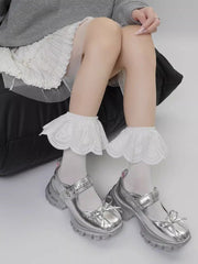 Ruffled Lace Knee High Socks Coquette Balletcore - TEVQA
