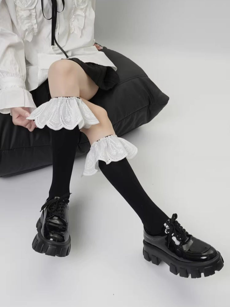 Ruffled Lace Knee High Socks Coquette Balletcore - TEVQA