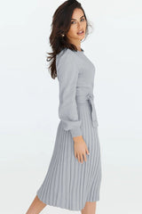 Sheath Ruched Long Sleeve Knit Dress - Tevqa