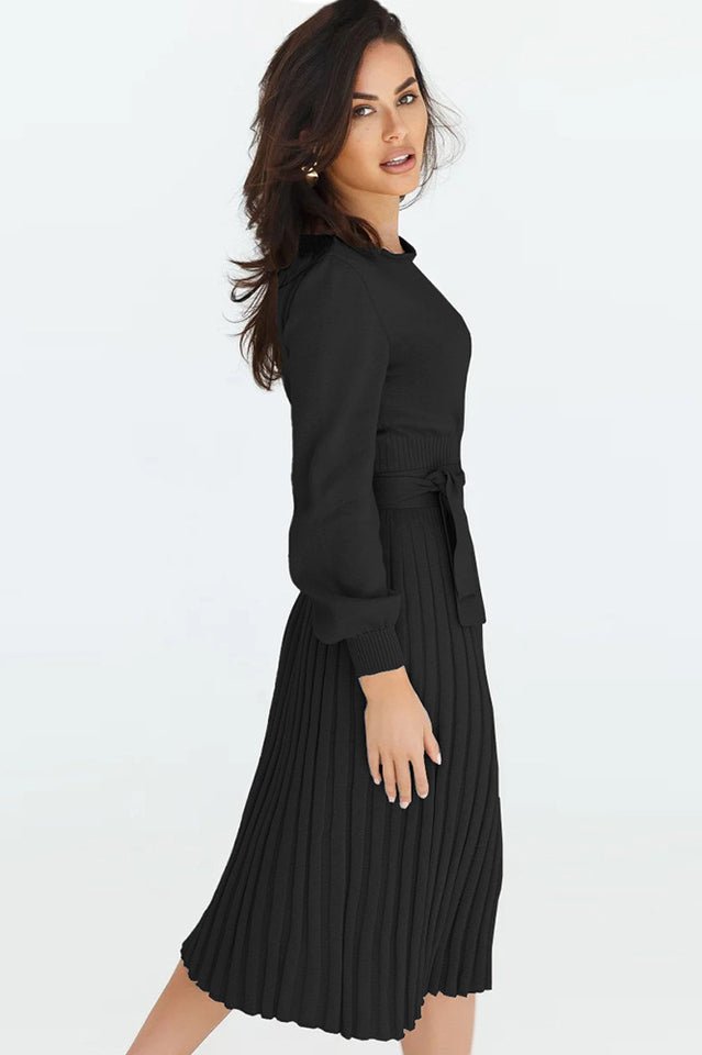 Sheath Ruched Long Sleeve Knit Dress - Tevqa