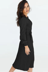 Sheath Ruched Long Sleeve Knit Dress - Tevqa