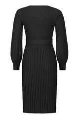 Sheath Ruched Long Sleeve Knit Dress - Tevqa