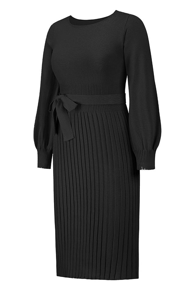 Sheath Ruched Long Sleeve Knit Dress - Tevqa