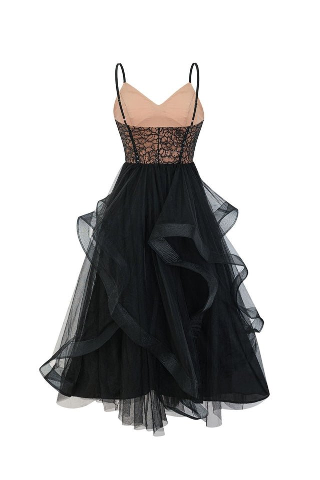 Sleeveless Sweetheart Tulle Lace Maxi Dress - Tevqa