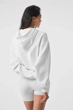 Soft color oversized cropped hoodie with kangaroo pocket and drawstring hood - View 10 | TEVQA