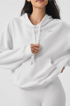 Soft color oversized cropped hoodie with kangaroo pocket and drawstring hood - View 9 | TEVQA