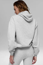 Soft color oversized cropped hoodie with kangaroo pocket and drawstring hood - View 6 | TEVQA