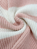 Cropped V-Neck Striped Knit Sweater - View 6 | TEVQA