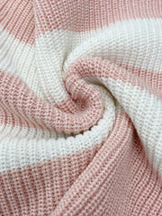 Cropped V-Neck Striped Knit Sweater - View 6 | TEVQA