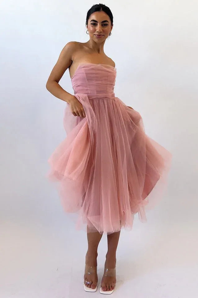 A-Line Midi Dress with Tulle Skirt Secondary image