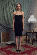 The Black Iris Pleated Midi Dress - TEVQA