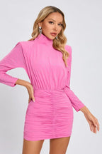 Turtle Crystal Embellished Draped Mini Dress - TEVQA
