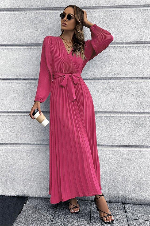 V Neck Swing Pleated Dress Secondary image