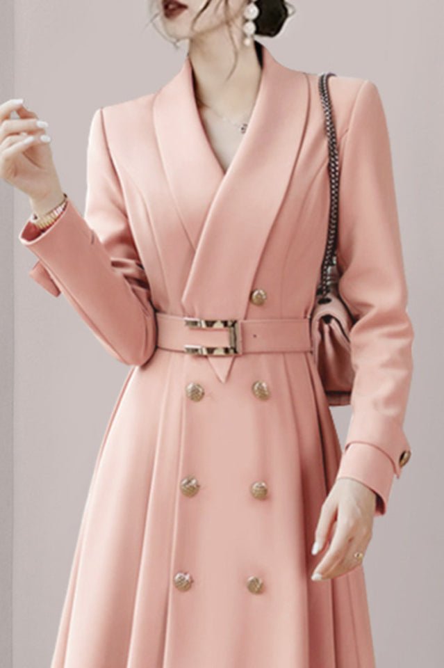 V - Neck Trench Coat - Tevqa