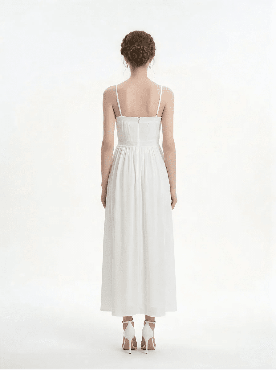 White Halterneck Cut Out Maxi Dress - TEVQA
