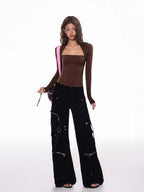 Women's Black Mock Two - Piece Bolero Slim Crop Top - TEVQA
