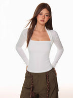 Women's Black Mock Two - Piece Bolero Slim Crop Top - TEVQA