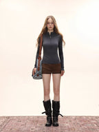 Women's Half Zip Mock Neck Long Sleeve Slim Fit Top - TEVQA