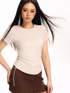 Women's Ruched Waist Slim Fit Knit Top - TEVQA