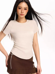 Women's Ruched Waist Slim Fit Knit Top - TEVQA