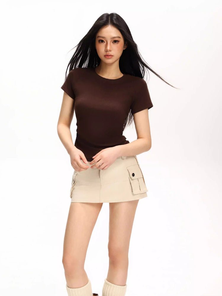 Women's Ruched Waist Slim Fit Knit Top - TEVQA