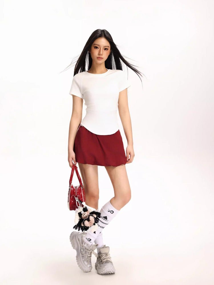 Women's Ruched Waist Slim Fit Knit Top - TEVQA