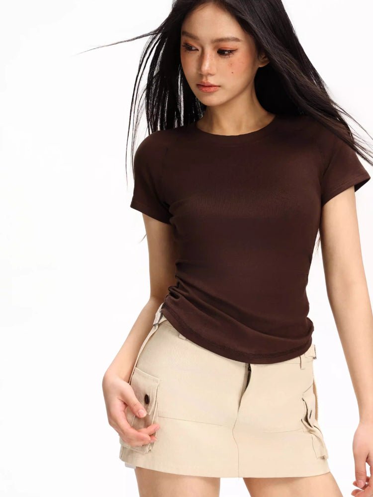 Women's Ruched Waist Slim Fit Knit Top - TEVQA